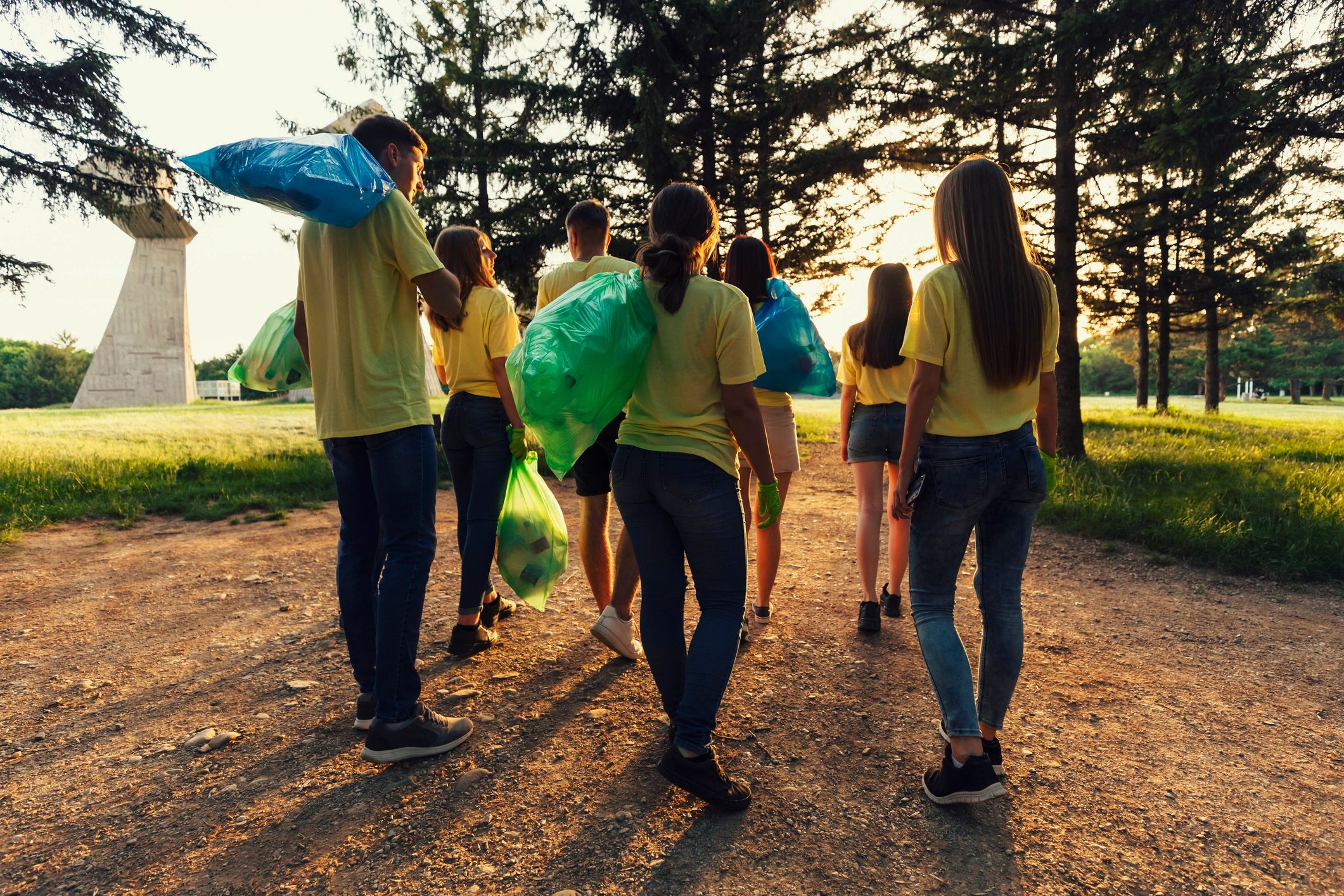 Community volunteers working together outdoors