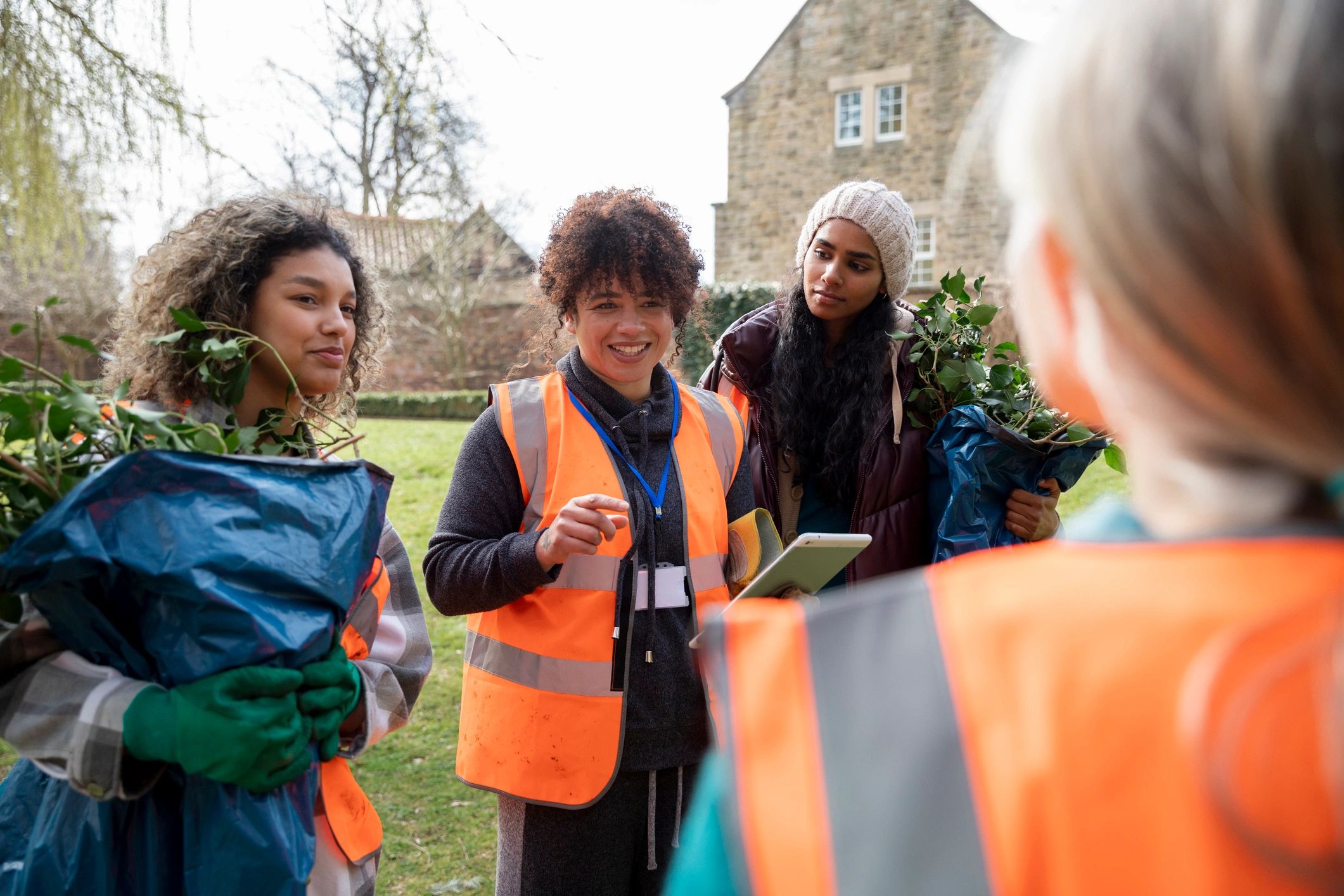 Humanitarian team collaborating in the field