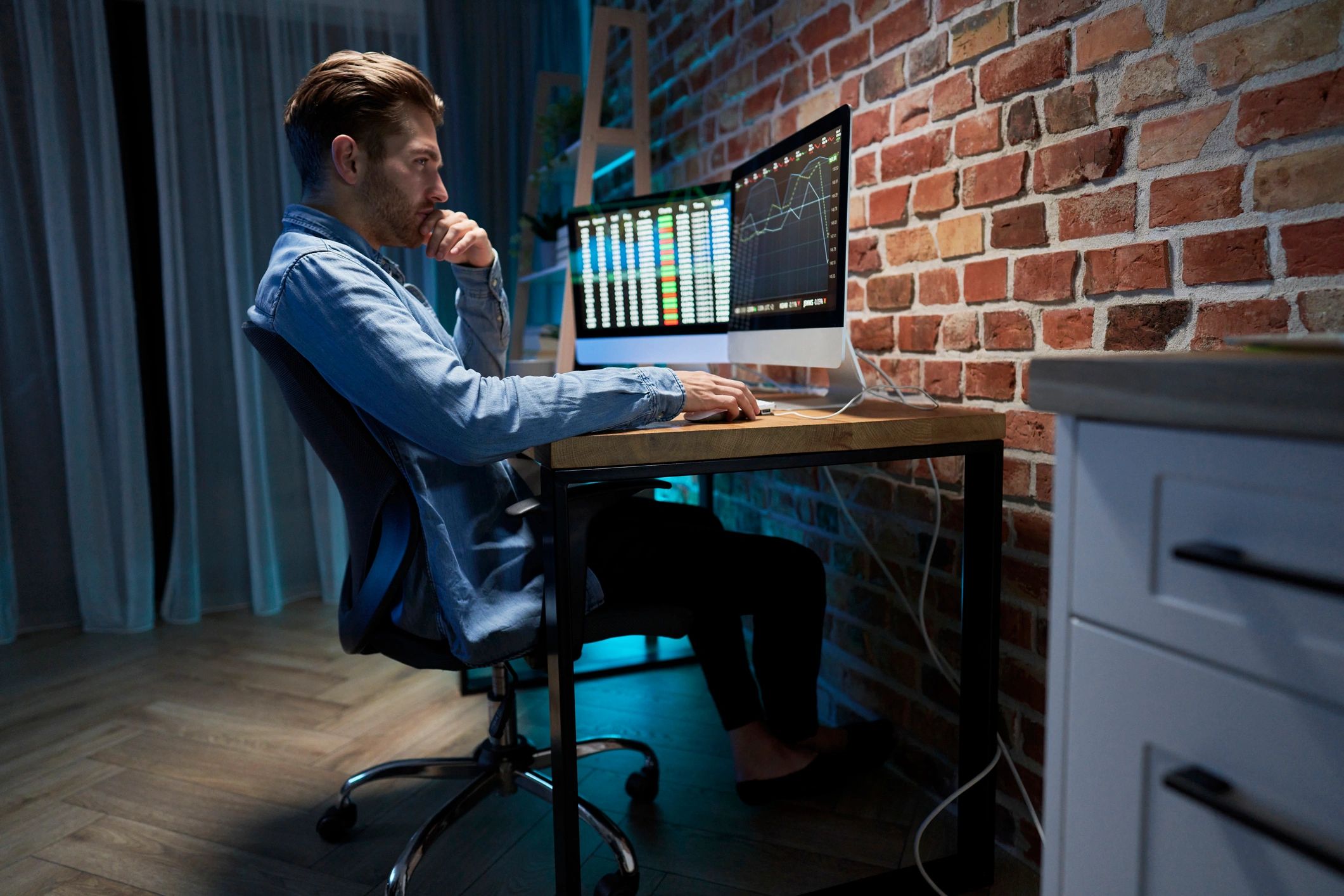 Financial analyst reviewing sensitive investigation data