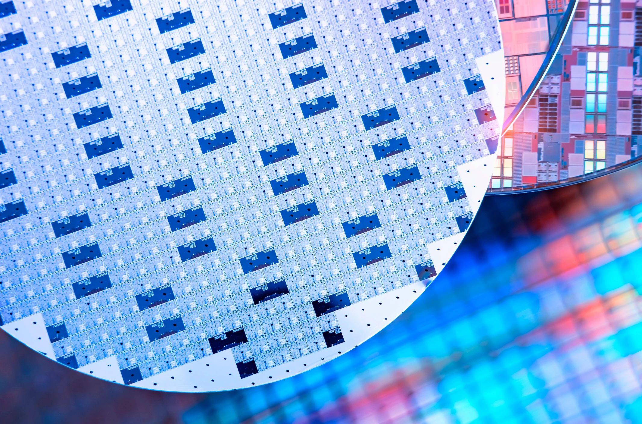 Close-up semiconductor wafer used for advanced device research