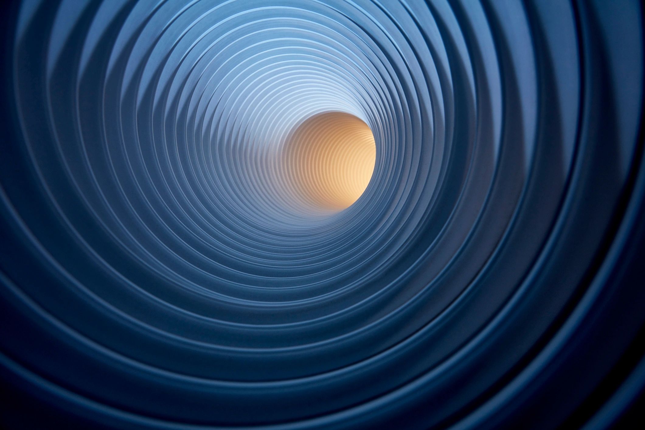 Tunnel-like accelerator structure representing particle physics and beamline research