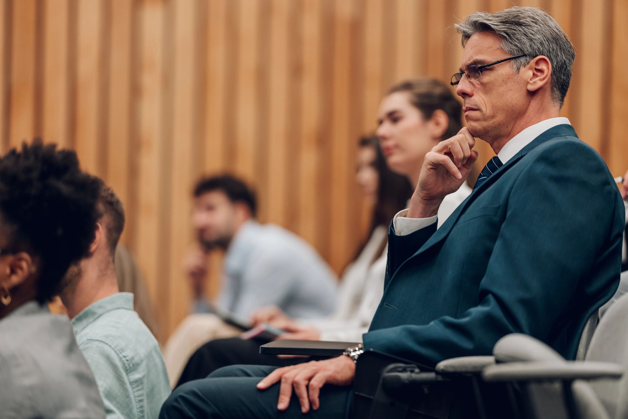 Professionals in a justice reform discussion and policy briefing