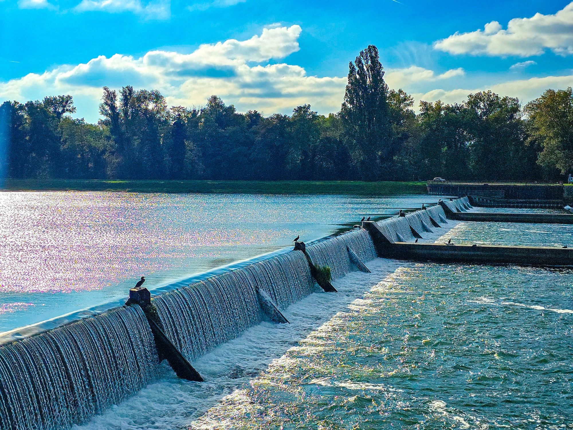 River dam and flowing water used for hydrology and water management research