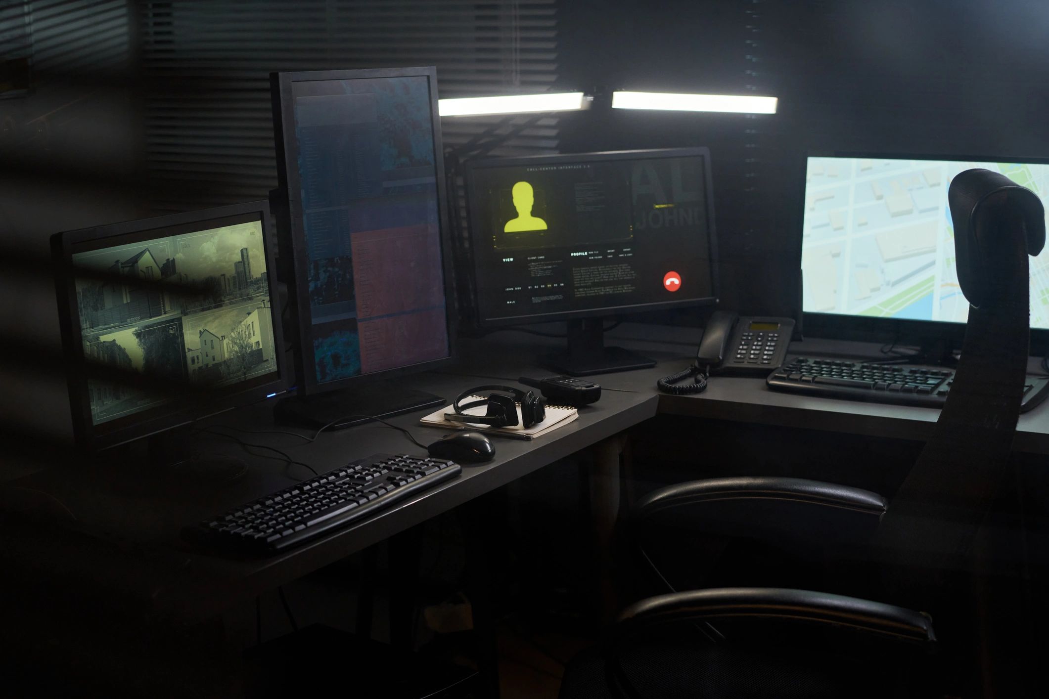 Abstract cyber operations interface representing ransomware defense and digital threat monitoring